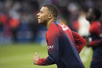 Football match, captain Kylian MBAPPE' Paris St Germain concentrates during the pre-match warm-up,