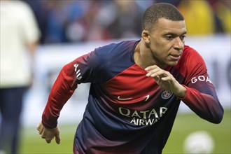 Football match, captain Kylian MBAPPE' Paris St Germain concentrates during the pre-match warm-up,