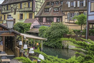 Old buildings, fishmongers' quarter, river Lauch, Little Venice, old town, Colmar, Alsace, France,
