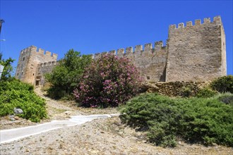 Exterior view with two corner towers walls battlements of Fort Fortezza Fortetza Frangokastello