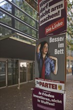 Election poster, Die Linke, Die Partei, election slogan BESSER IM BETT, European elections 2024,