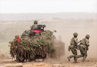 Dutch soldiers during an exercise as part of the NATO large-scale manoeuvre Steadfast Defender and