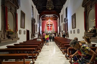 Church of San Francisco La Laguna, Tenerife, Spain, Europe, Interior view of a church with occupied