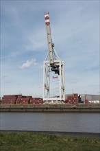 Crane installation in Hamburg harbour, Hanseatic City of Hamburg, Hamburg, Germany, Europe