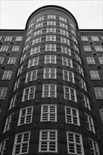 Building in the Hafencity, black and white, Hanseatic City of Hamburg, Germany, Europe