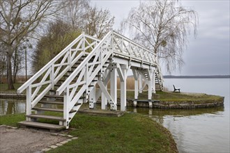 White Bridge, pedestrian bridge, Zierker See, Neustrelitz, Mecklenburg-Vorpommern, Germany, Europe