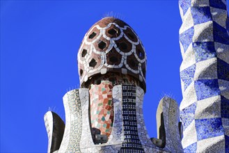 Antoni Gaudi, Park Guell, UNESCO World Heritage Site, Barcelona, Catalonia, Spain, Europe, Close-up