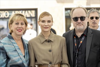 Cannes, France, 19.5.2024: Sharon Waxman, Diane Kruger and Steve Pond in front of the talk about