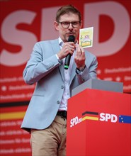 SPD rally for the European elections in Leipzig. The SPD member of the European Parliament,
