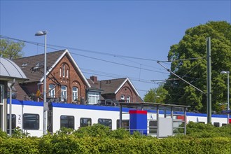 Local train at the railway station, Bad Zwischenahn, Lower Saxony, Germany, Europe