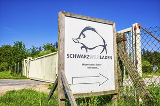Company sign Schwarz, Mecklenburg Lake District, Mecklenburg-Western Pomerania, Germany, Europe
