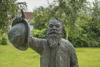 Johannes Brahms monument, Obertravenbruecke, Luebeck, Lower Saxony, Germany, Europe