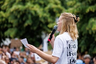 Carla Reemtsma, climate protection activist from Fridays For Future, during a reder for the climate