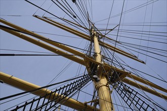 Old sailing ship in Hamburg harbour, harbour museum, vintage, Hanseatic city of Hamburg, Hamburg,