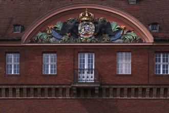 Coat of arms with two eagles and crown above gatehouse, main gate, Spandau Citadel, Spandau