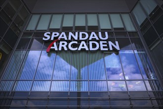 Retail, Shopping centre, Shopping centre Spandau Arcaden, Glass facade, Logo, Entrance, District