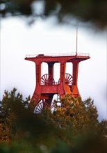 View from the Pluo slagheap to the Doppelbock above shaft 3 of Pluto colliery, Herne, Ruhr area,