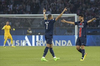 Football match, captain Kylian MBAPPE' Paris St. Germain left has just scored the 1-0 for Paris St.