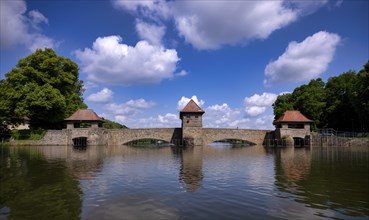 Palmengarten weir, lock, city harbour, Leipzig, Saxony, Germany, Europe