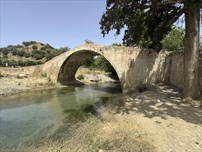 Historic classical stone arch bridge in Venetian architectural style Venetian Great Old Bridge 19th