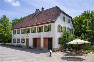 Traditionally built old schoolhouse, also town hall, built in 1830, original location: Bubsheim,