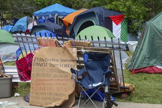 Detroit, Michigan USA, 28 May 2024, A tent encampment set up by students at the Wayne State