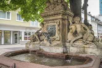 Fountain, Unterlindenplatz, Old Town, Freiburg im Breisgau, Baden-Wuerttemberg, Germany, Europe
