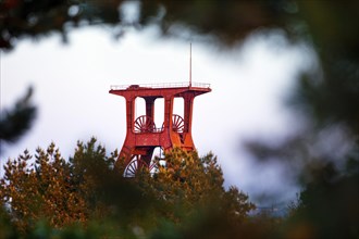 View from the Pluo slagheap to the Doppelbock above shaft 3 of Pluto colliery, Herne, Ruhr area,