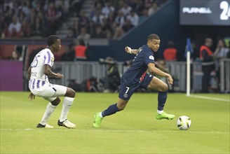 Football match, captain Kylian MBAPPE' Paris St. Germain right on the ball and in an energetic step