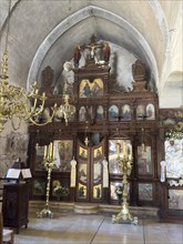 Interior of right aisle of church Monastery Church Transfiguration Church dedicated to Saint