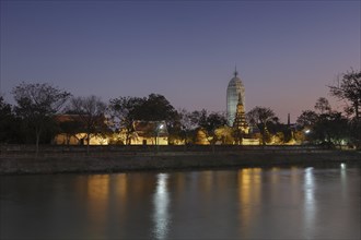 Wat Phutthaisawan at night, Ayutthaya, Thailand, Asia