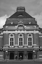 Building in the historic city centre, black and white, Hanseatic City of Hamburg, Hamburg, Germany,