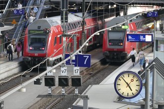Platform with local trains at Hamburg Central Station, Germany, Europe