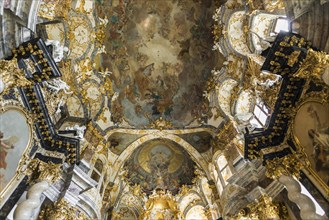 Interior view, Court Church, Wuerzburg Residence, UNESCO World Heritage Site, Wuerzburg, Lower