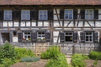 Traditionally built, old farmhouse, half-timbered house, called Biehle built in the 18th century,