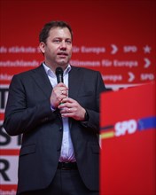SPD rally for the European elections. SPD, party chairman Lars Klingbeil. Leipzig, 01.06.2024