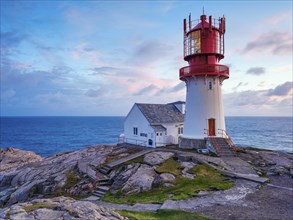 Sunset at Lindesnes lighthouse, Lindesnes, Vest-Agder, Norway, Europe