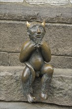 Devil figure on the Devil's Stone, St Mary's Church, Marienkirchhof, Luebeck, Schleswig-Holstein,