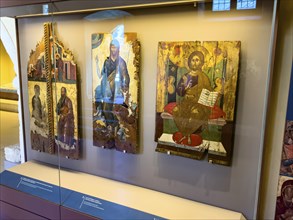 Three 16th century icons placed in UNESCO World Heritage Moni Arkadi Arkadi Monastery, centre and