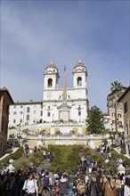 The church of the Santissima Trinita dei Monti above the Spanish steps, Rome, Italy, Europe
