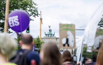 Demonstrators with signs at Fridays for Future, taken during the climate strike for the EU