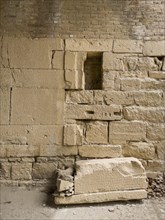 View of sandstone blocks at the bottom of the floor on the left of the wall Sandstone blocks with
