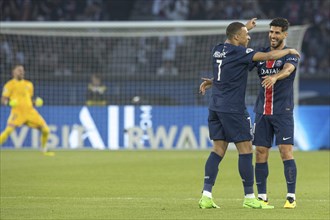 Football match, captain Kylian MBAPPE' Paris St. Germain left has just scored the 1-0 for Paris St.