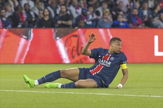 Football match, captain Kylian MBAPPE' Paris St Germain has just been fouled and is lying on the