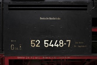 Type plate of the steam locomotive class 52 of the Deutsche Reichsbahn DR with tub tender, Witte