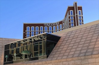 Las Vegas, Nevada, USA, North America, Treasure Island Hotel in Las Vegas with reflective windows,