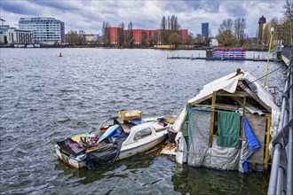 Scrap boats on Lake Rummelsburg, Berlin, Germany, Europe