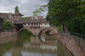 View of the hangman's bridge, executioner, hangman, Middle Ages, Nuremberg, half-timbered, stone,