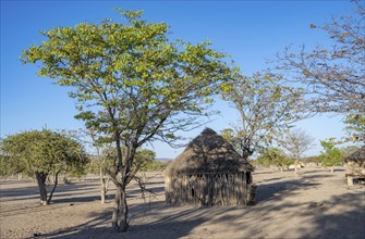 Mud house in a Hakaona village near Opuwo, Kunene, Namibia, Africa