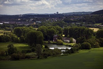 View of the Ruhr valley with the Volmarstein community waterworks, Wetter (Ruhr), Ruhr area, North